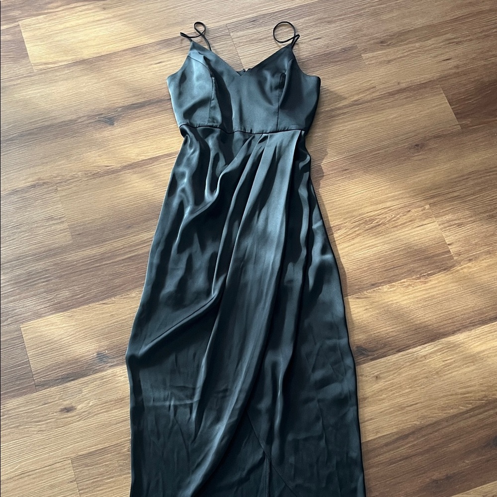 Express Elegant Black Satin Dress